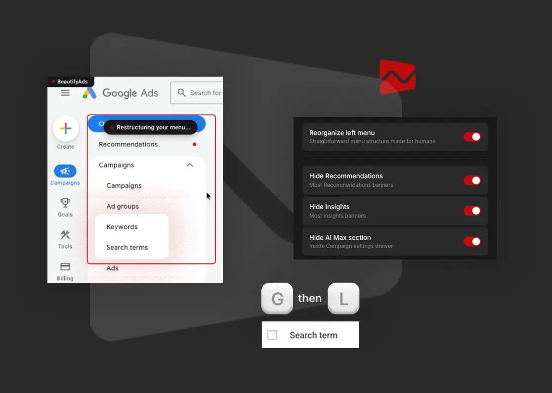 beutifyads google ads chrome extension